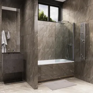 Шторка на ванну на монопетле by Deonria C-140-70-6-S-HM 70см хром матовый/прозрачный